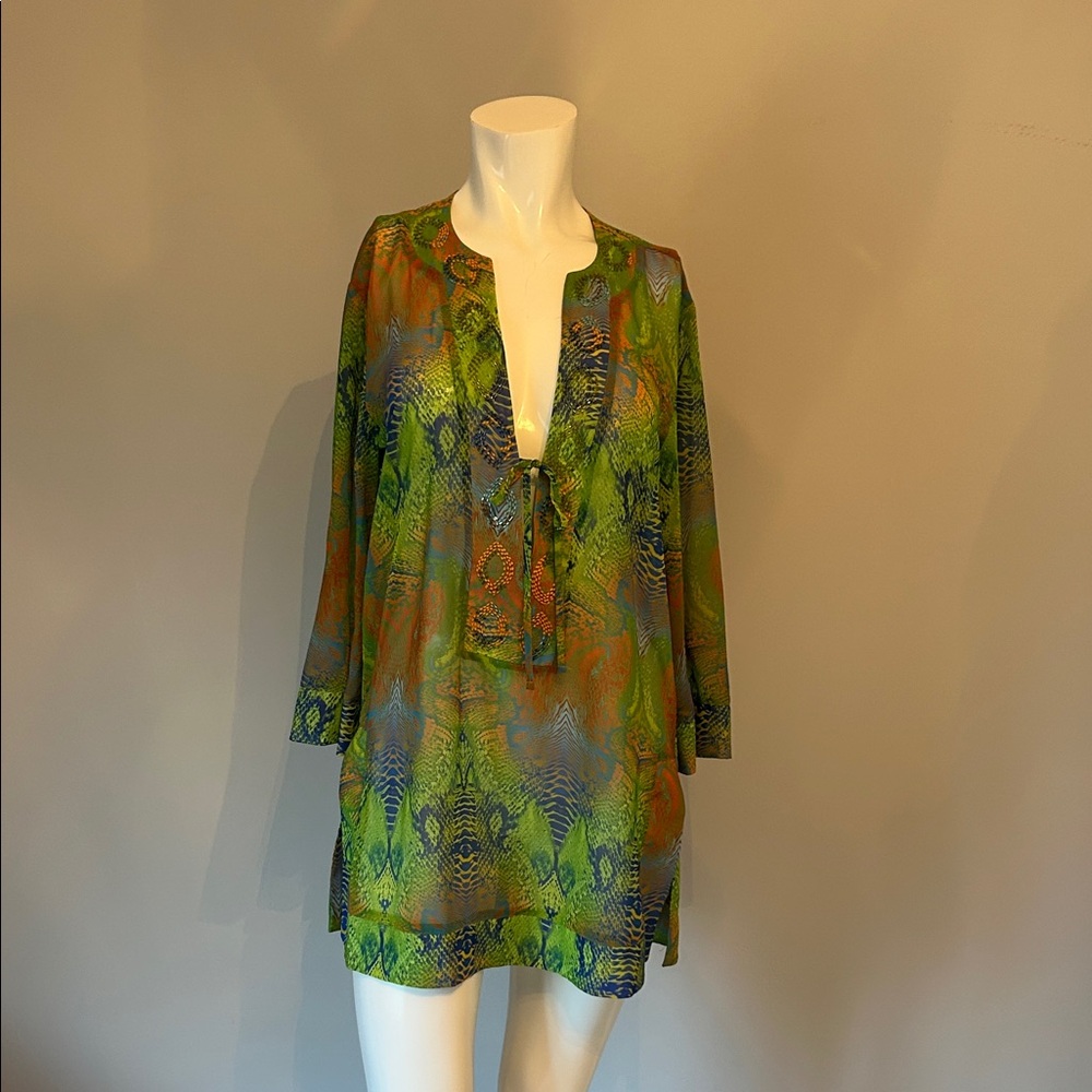 Vix Elegant Green and Blue swim coverup